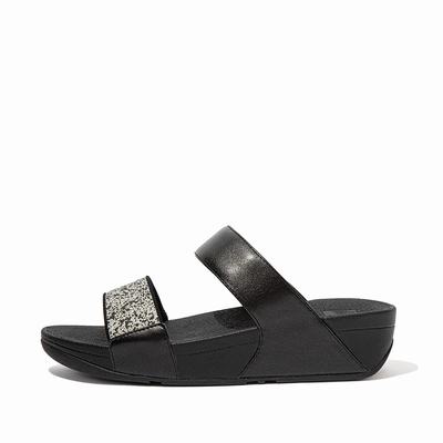 Fitflop Women's LULU Shimmer Splash Slides Sandals - Black, EC1984320